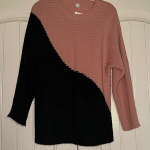 Colorblock Pink and Black Sweater